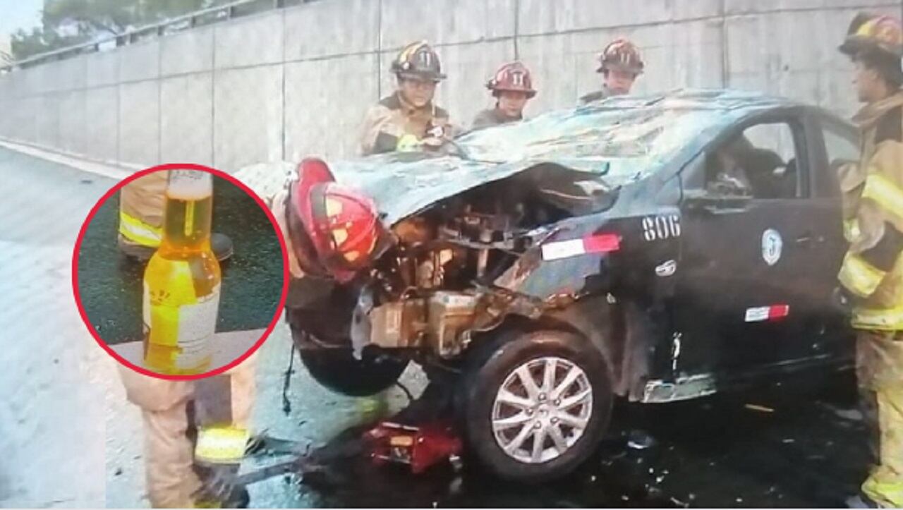 Auto se estrelló contra un muro y dio vueltas hasta chocar con la baranda. (Captura: Latina Tv)