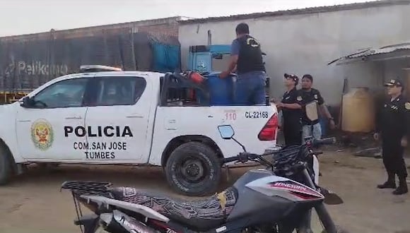 En el local hallan seis cilindros y un tanque con combustible diésel. Además detienen a un ciudadano venezolano