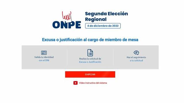 Segunda vuelta regional: ONPE habilita módulo para tramitar excusas para no ser miembro de mesa