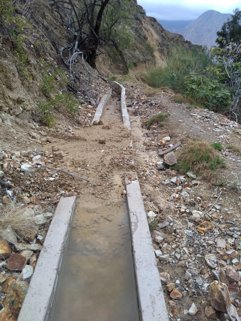 Lluvias dañan canal de regadío en Quechualla (La Unión) y dejan a familias sin agua. Foto: Comité de Usuarios del anexo de Allancay.