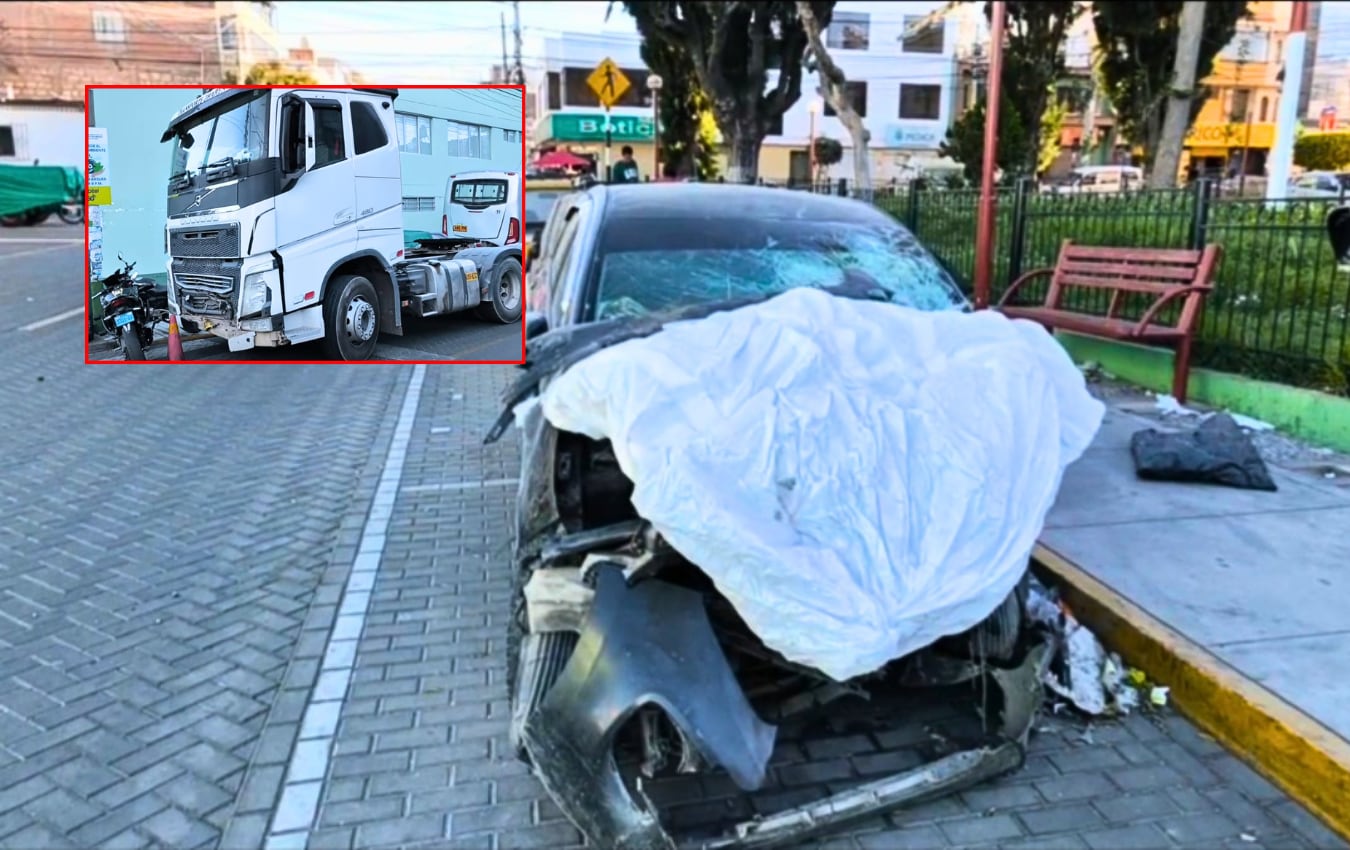 Choque entre tráiler y automóvil deja dos heridos. Foto: Captura Radio Contacto Sur.