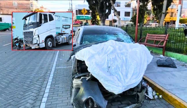 Choque entre tráiler y automóvil deja dos heridos. Foto: Captura Radio Contacto Sur.