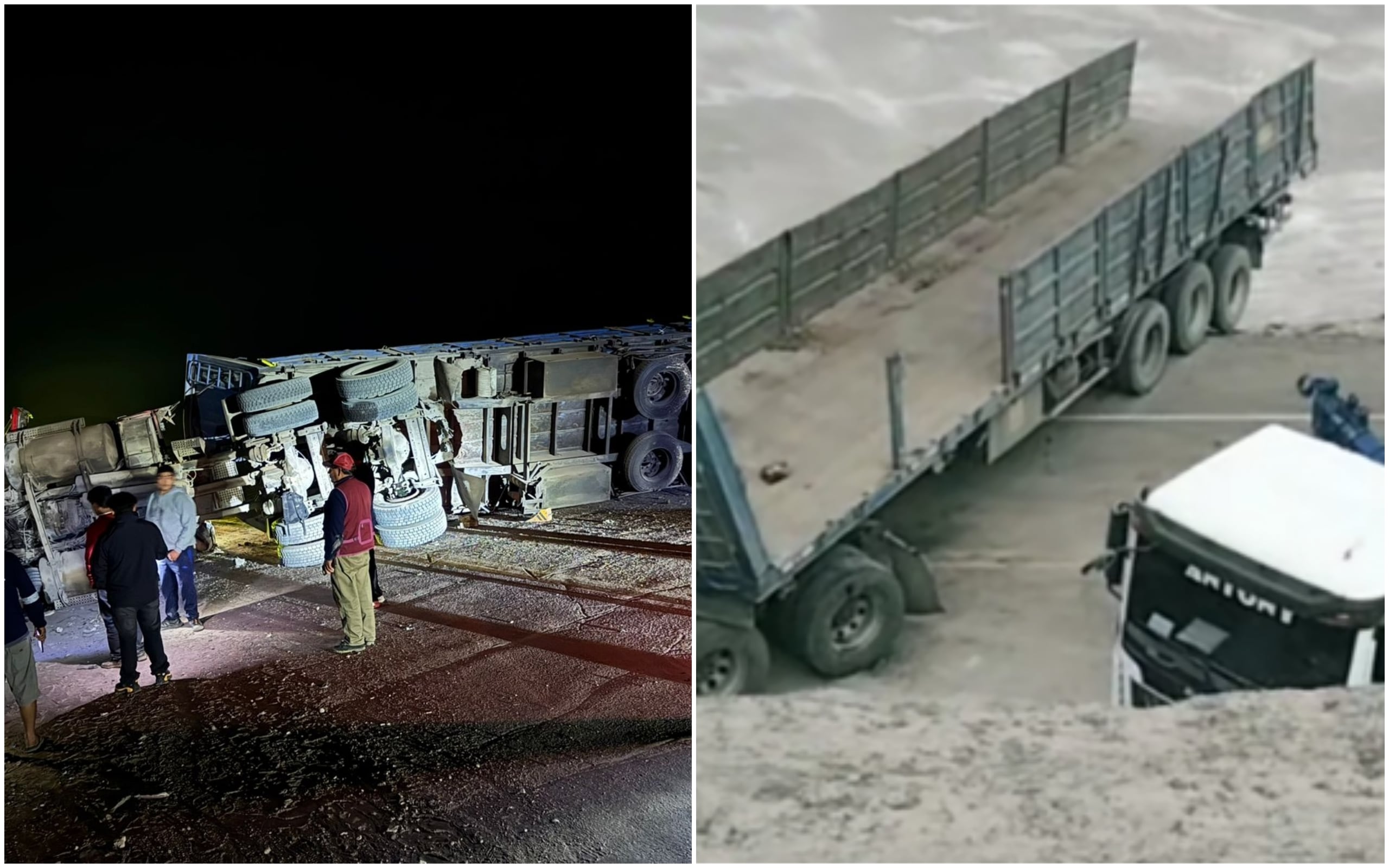 Bloqueo en la Panamericana Sur por volcadura de camión genera largas filas de vehículos