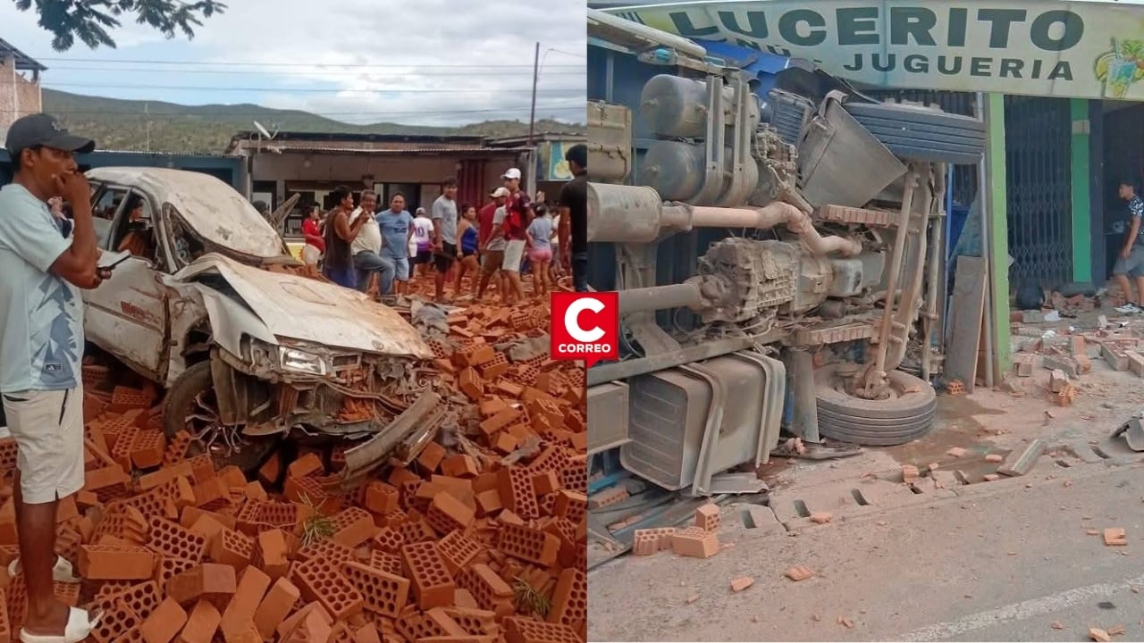 Jaén: tráiler que transportaba ladrillos deja cinco muertos tras choque múltiple en la carretera. Composición: Diario Correo.