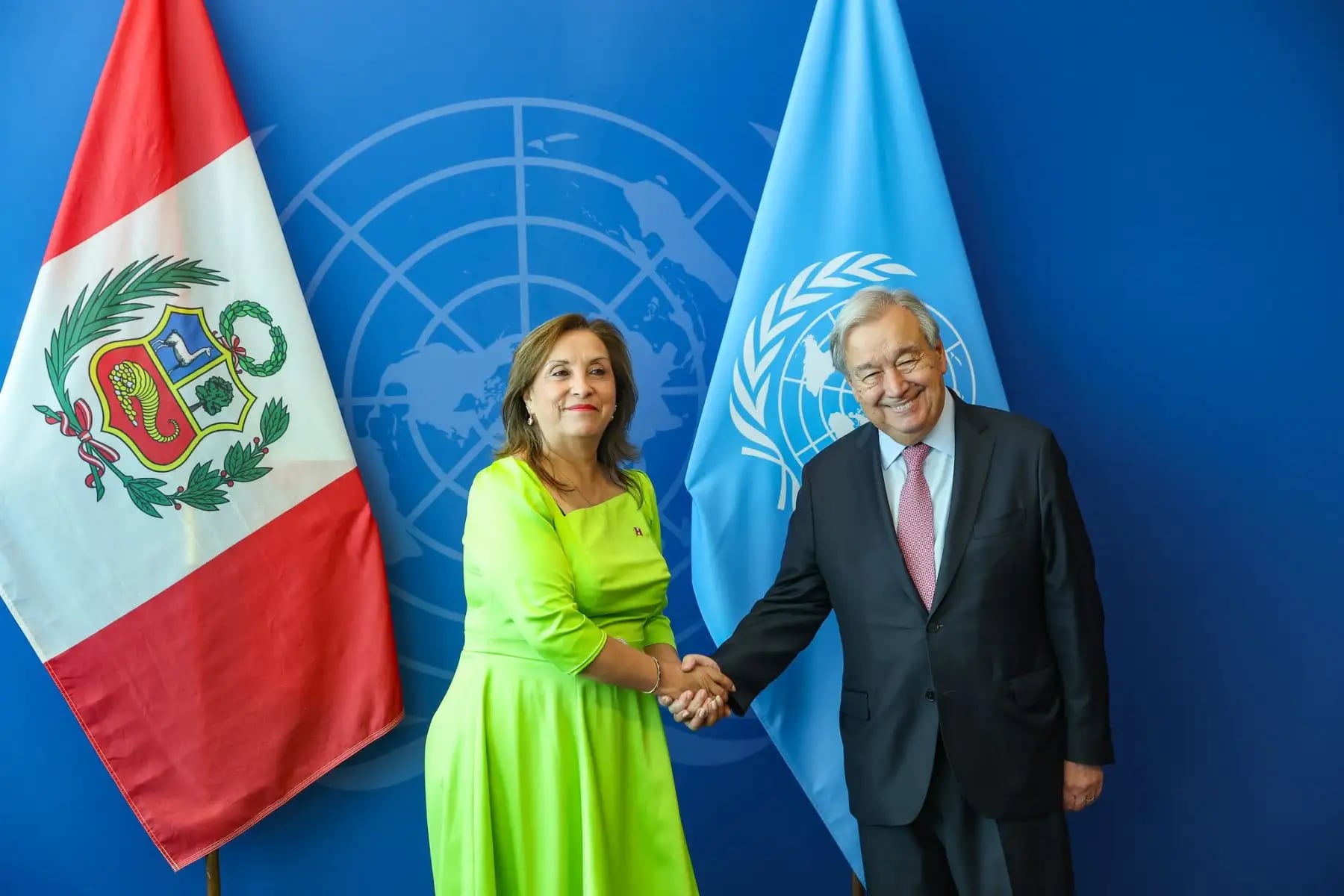 La presidenta del Perú sostuvo un encuentro en Nueva York con el secretario general de la ONU en el marco de su participación en el 80° periodo de sesiones del organismo internacional. (Foto: Andina)