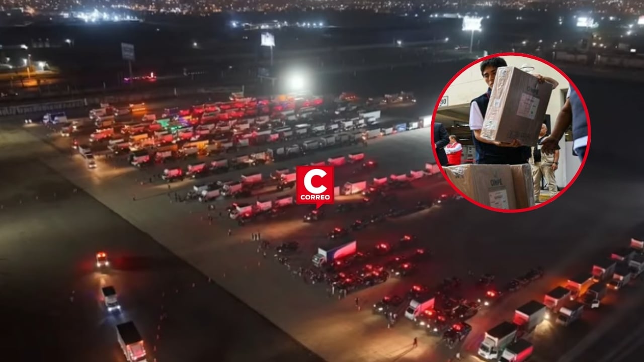 Elecciones 2026: ONPE despliega más de 330 camiones con material electoral en Lima y Callao. Composición: Diario Correo.