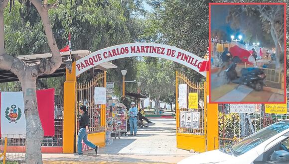 Agentes de la Municipalidad Provincial de Trujillo quisieron sacar bandera instalada en parque Martínez de Pinillos. Amenaza de retirar las rejas sigue vigente.