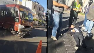 Arequipa: Choque entre motocicleta y bus de transporte público en Umacollo deja un herido (VIDEO)