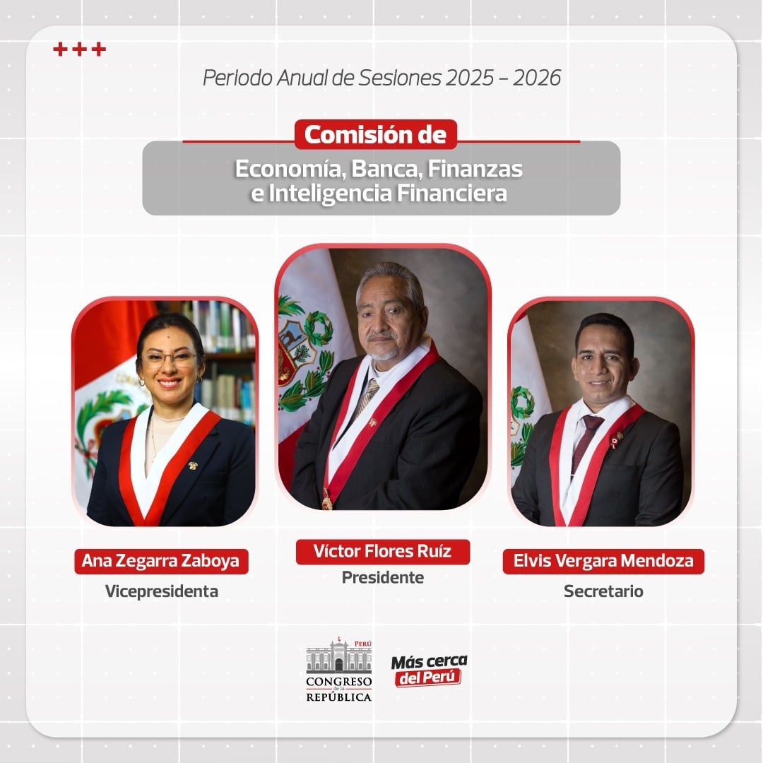 Nuevos integrantes de la mesa directiva de la Comisión de Economía, Banca e Inteligencia Financiera del Congreso. Foto: Congreso