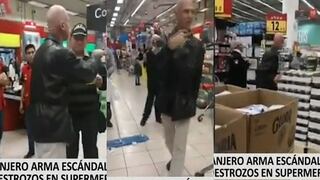 Extranjero causó destrozos en supermercado tras negarse a pagar comida (VIDEO)