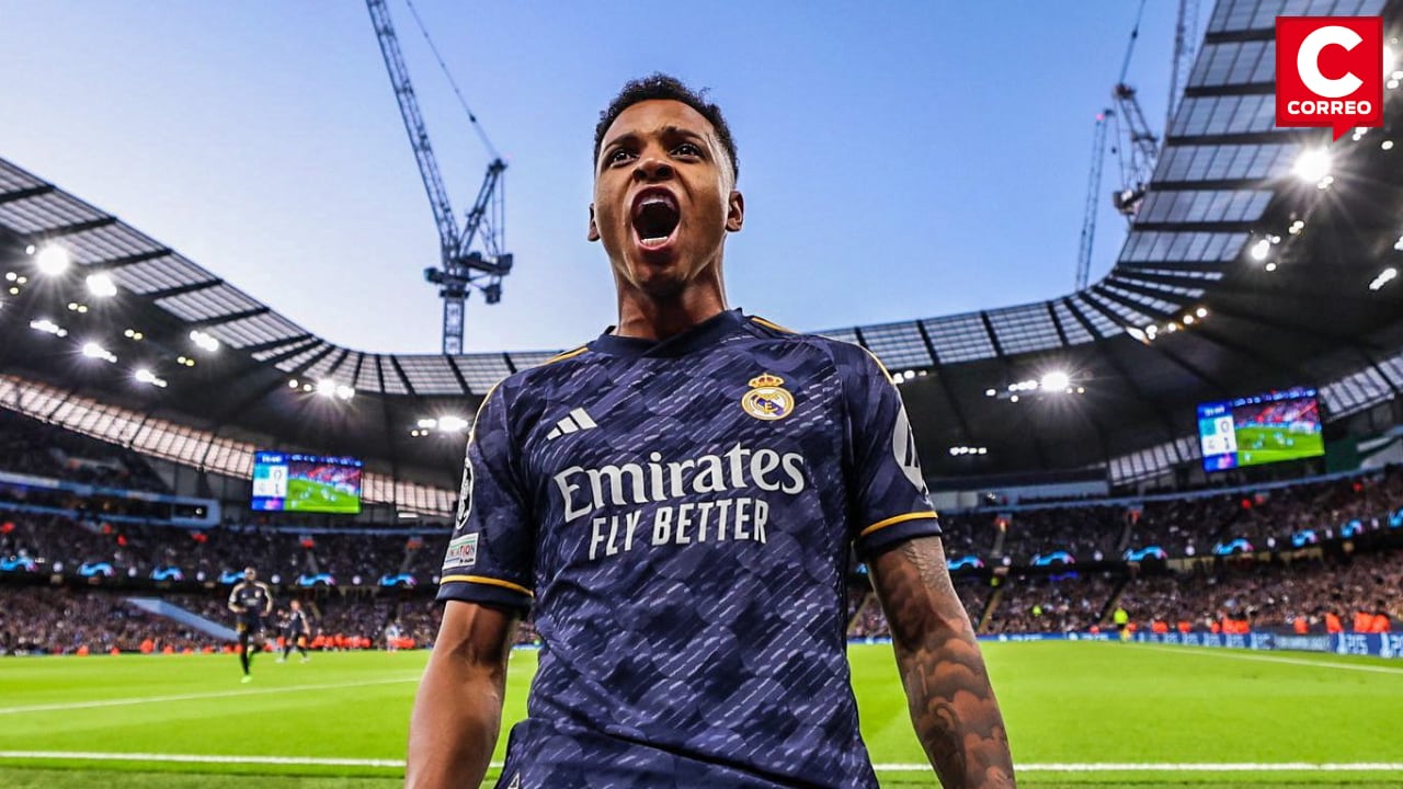 Rodrygo Goes marca el 1-0 a favor de Real Madrid contra Manchester City FOTO: Difusión