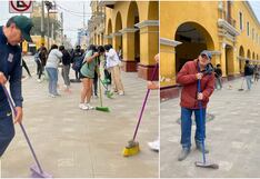 Por Fiestas Patrias se realizó jornada de limpieza del perímetro de la Plaza de Armas de Ica