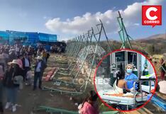 Huancayo: Palco se desploma dejando unas treinta personas heridas entre ellos seis niños (VIDEO)