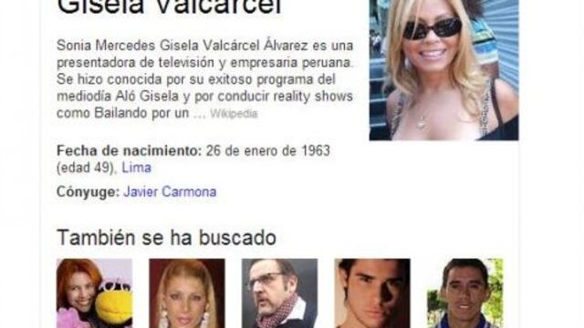 Para Google, Gisela Valcárcel aún está casada con Javier Carmona