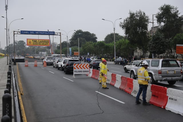 Así se ve el cierre del paso a desnivel de la Vía Expresa por obras de la Línea 2 del Metro (Fotos: Hugo Pérez/GEC)