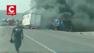 Accidente en Ica: Al menos dos fallecidos tras choque entre furgoneta y camión de carga en Panamericana Sur (VIDEO)