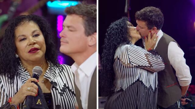 Eva Ayllón y Óscar López Arias se dieron un beso durante show 