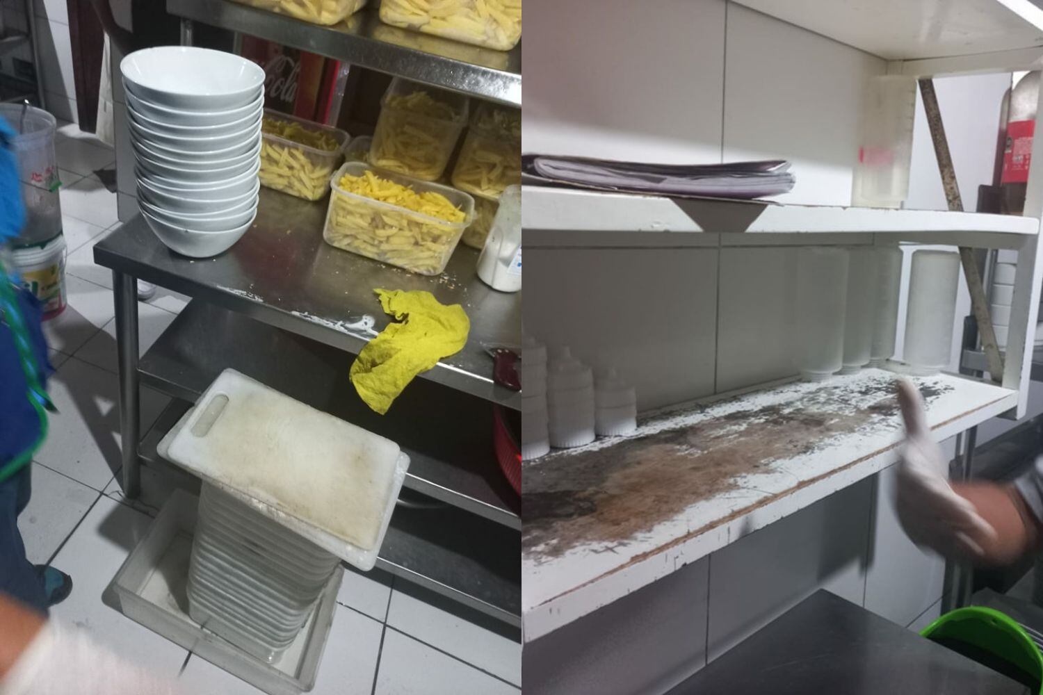 Personal municipal detectó que el negocio utilizaba vajillas, utensilios y estantes en mal estado para la preparación y el reparto de la comida.