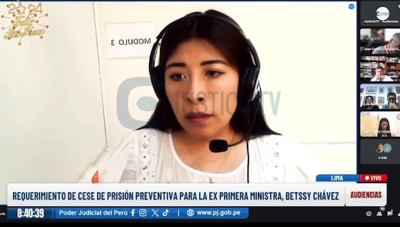 Betssy Chávez se encuentra cumpliendo prisión preventiva desde junio del 2023. (JusticiaTV)