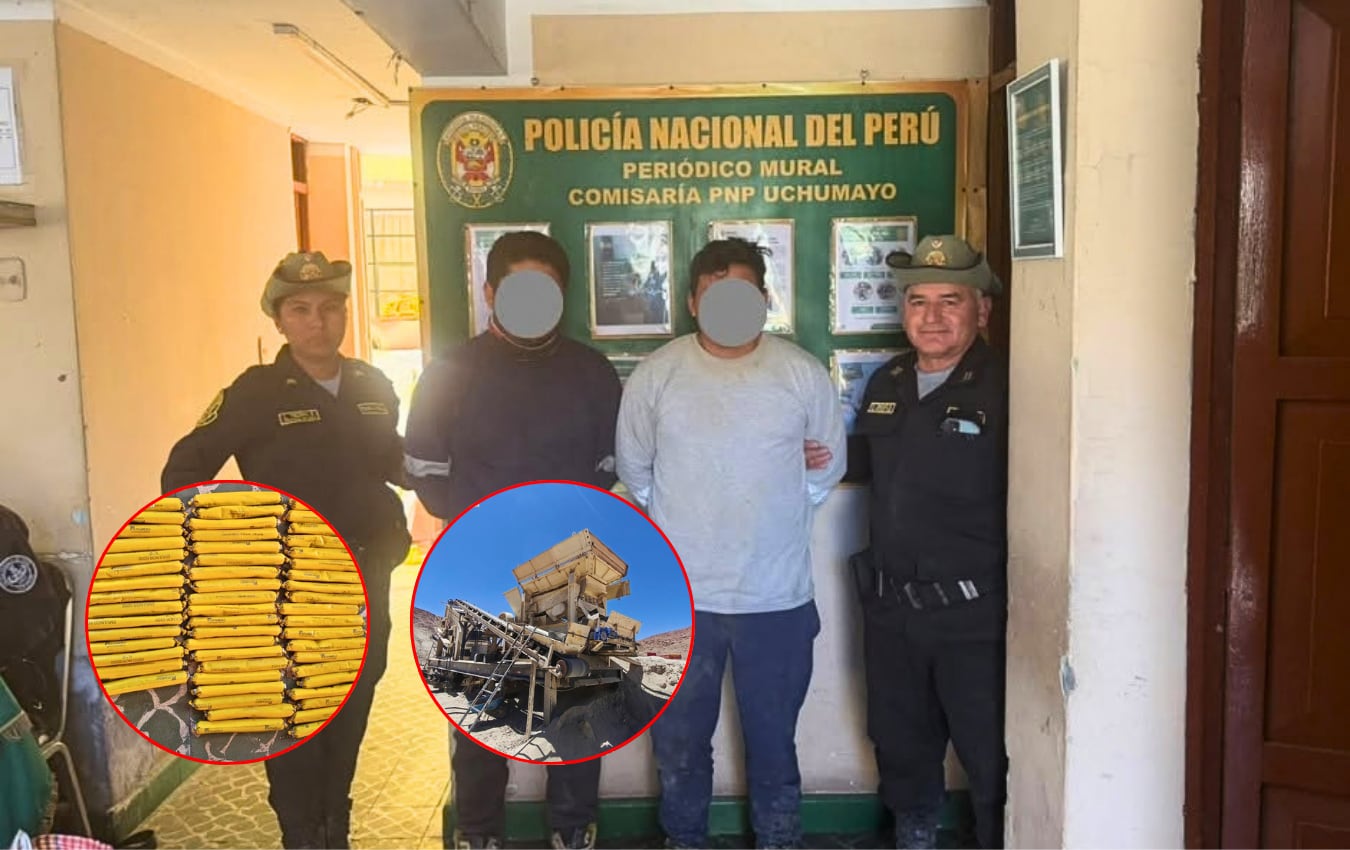 PNP detiene a dos personas con material explosivo en Uchumayo. Foto: PNP.