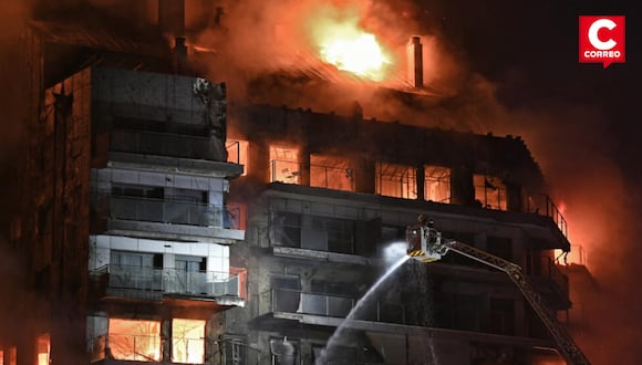 Una peruana entre lo damnificados por incendio en una edificio en Valencia, Espa