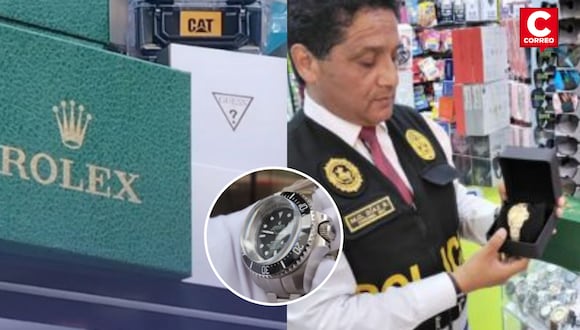 Policía interviene 8 stands en Mesa Redonda por presunta venta de joyas y Rolex falsificados.