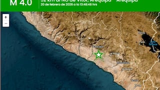 Temblor de magnitud 4 sacude a Arequipa