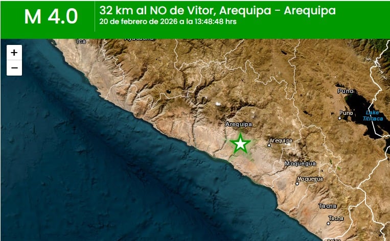 Sismo de magnitud 4 se registró esta tarde en Arequipa (FOTO: IGP)