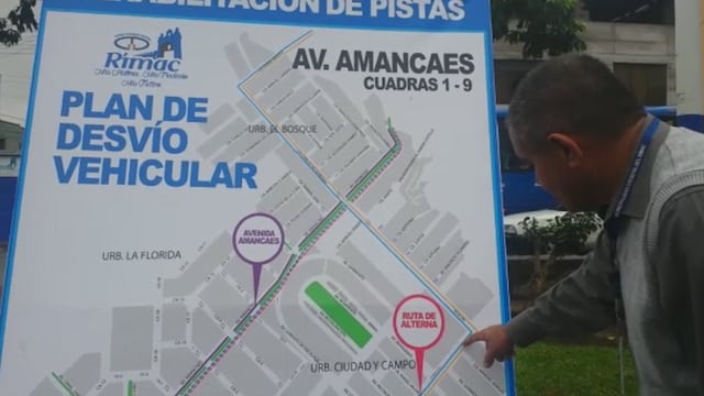 Rímac: Inician plan de desvíos en avenida Amancaes