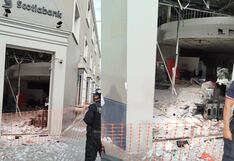 Delincuentes detonan un balón de gas y otro de oxígeno para llevarse dinero de cajero en pleno centro de Trujillo (VIDEO)