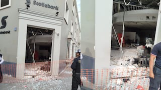 Delincuentes detonan un balón de gas y otro de oxígeno para llevarse dinero de cajero en pleno centro de Trujillo (VIDEO)