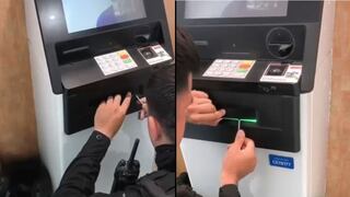 Trujillo: Policía recupera 500 soles que había quedado atrapado por regleta en cajero automático (VIDEO)