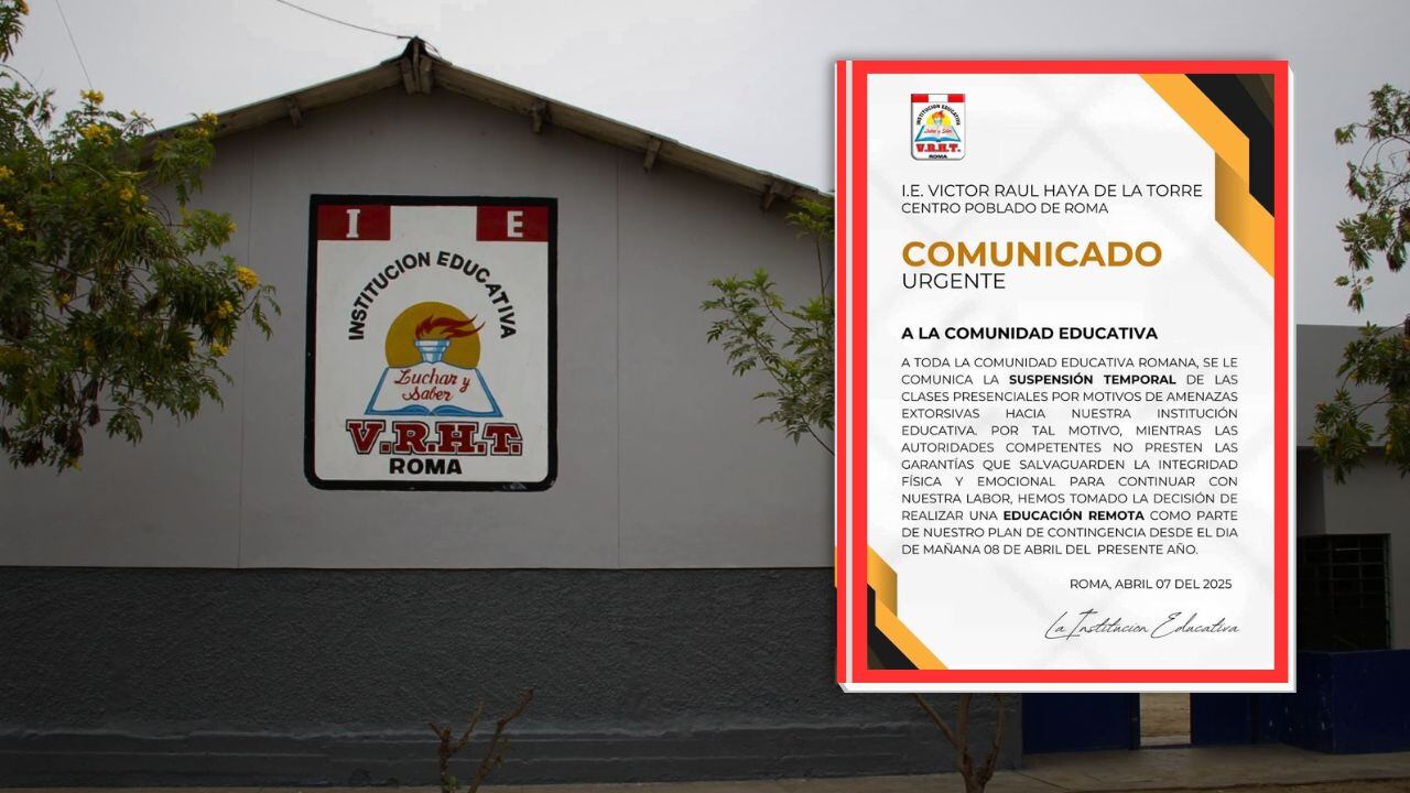 Hampones exigen 10 mil soles al director del colegio Víctor Raúl Haya de la Torre, ubicado en el distrito de Casa Grande.
