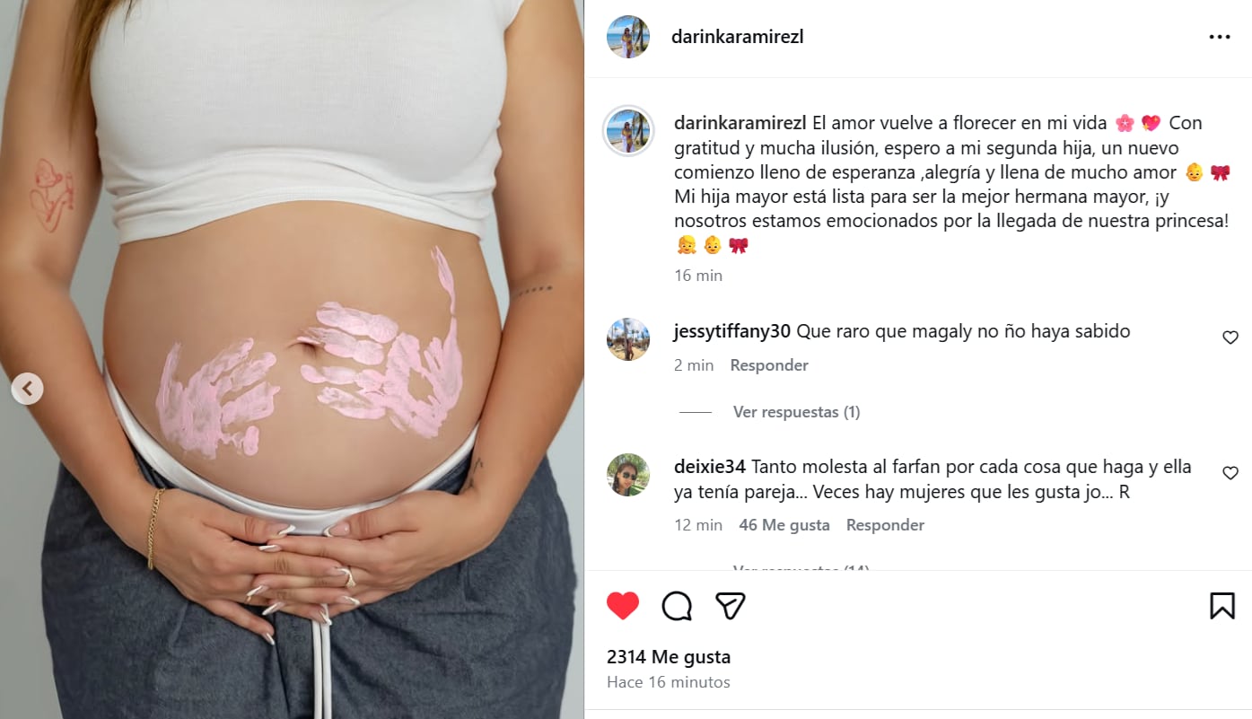 Darinka Ramírez anuncia que está embarazada por segunda vez.