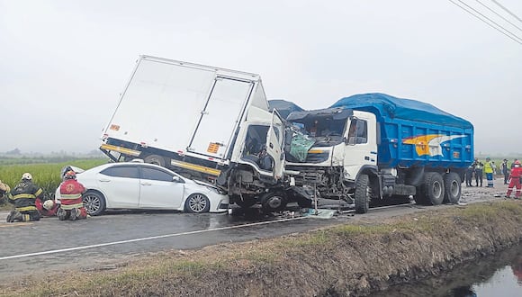 En las provincias de Trujillo y Virú vehículos chocaron, mientras que en Sánchez Carrión y Pataz camionetas se despistaron y cayeron a abismos.