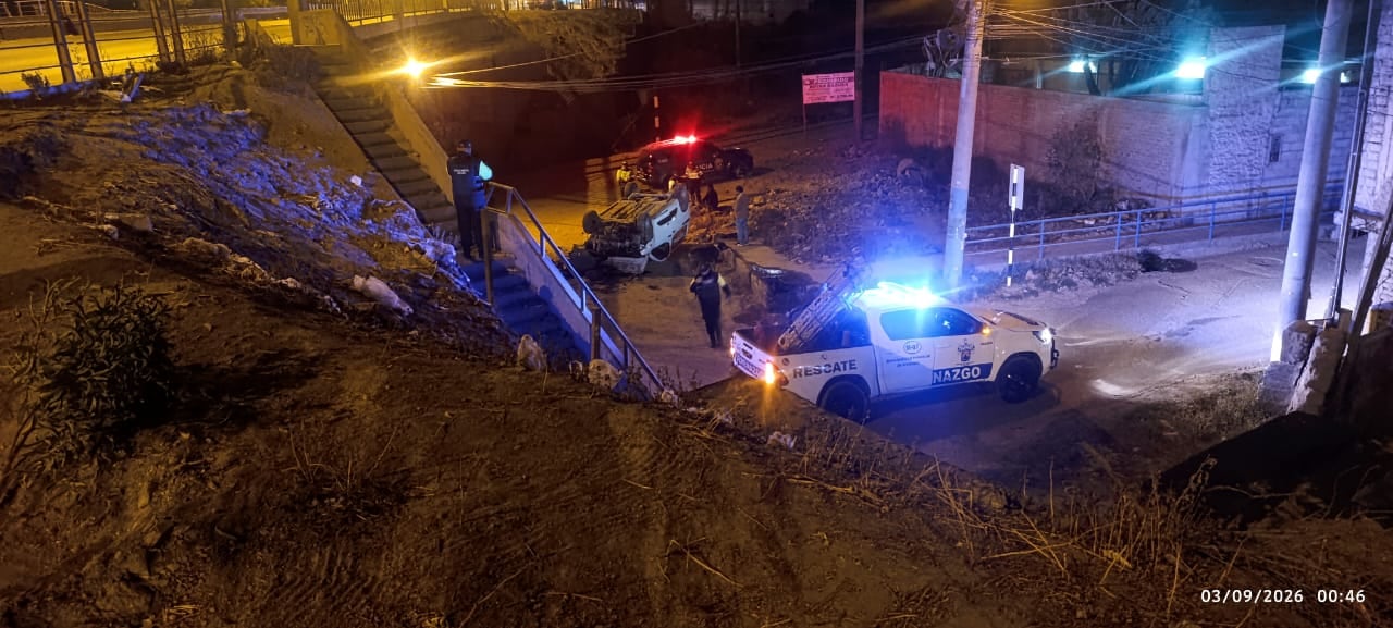 Despiste de automóvil en Los Arrayanes, en Sachaca, Arequipa. Foto: Serenazgo.