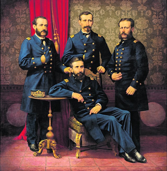 Miguel Grau, Lizardo Montero, Aurelio García y García y Manuel Ferreyros, los Cuatro Ases de la Marina.
