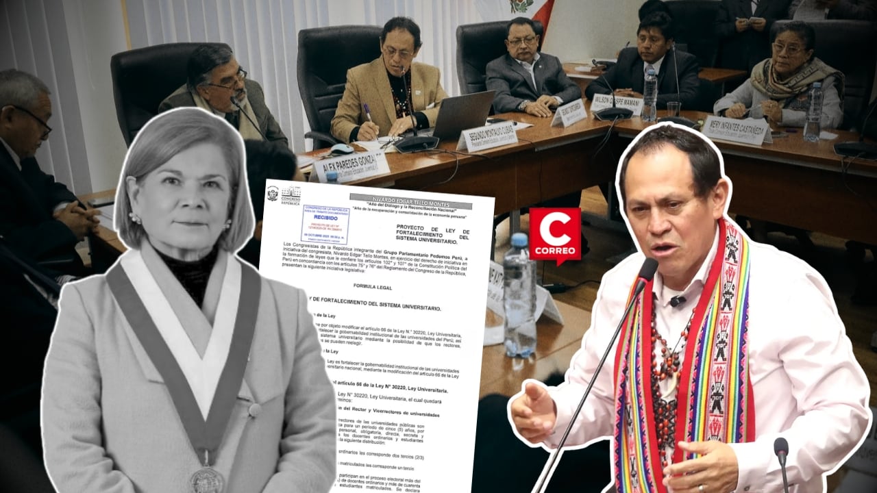 Congreso: proyecto sobre reelección de rectores será debatido en Comisión de Educación asegura Segundo Montalvo. Composición: Diario Correo.