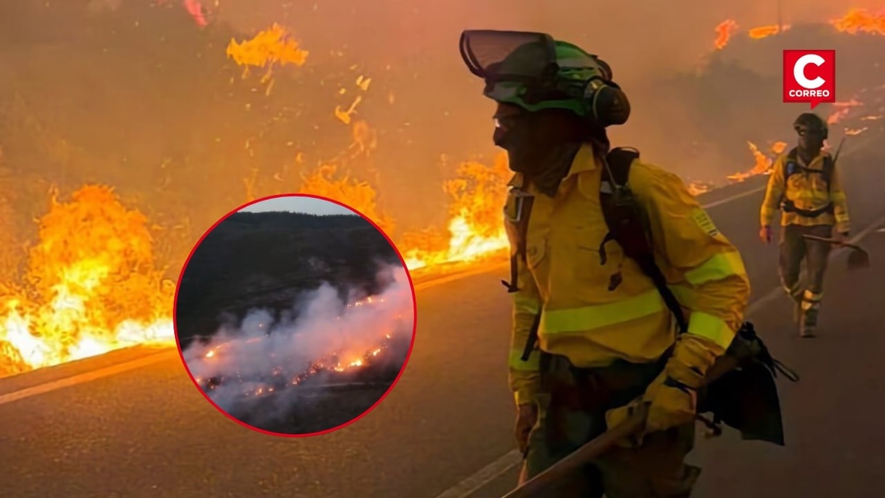 España enfrenta su incendio forestal más letal en décadas con 12 fallecidos y 19 desaparecidos. Composición: Diario Correo.