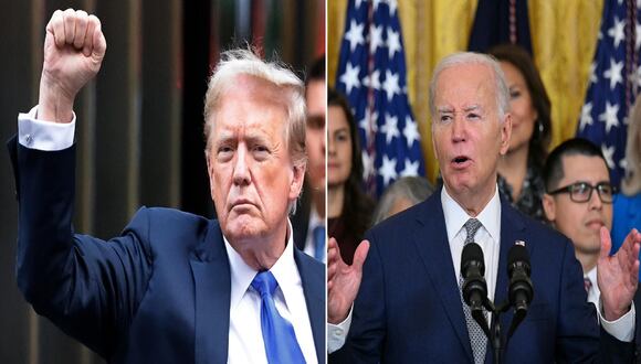 Debate entre el actual presidente demócrata Joe Biden y su predecesor republicano Donald Trump. (Fotos: EFE//Peter Foley- Drew Angerer / AFP)