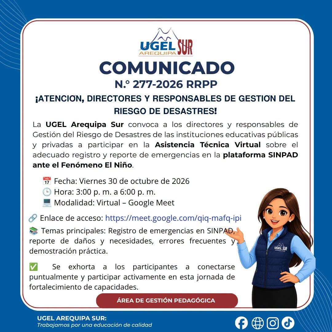 Comunicado de la UGEL Arequipa SUR