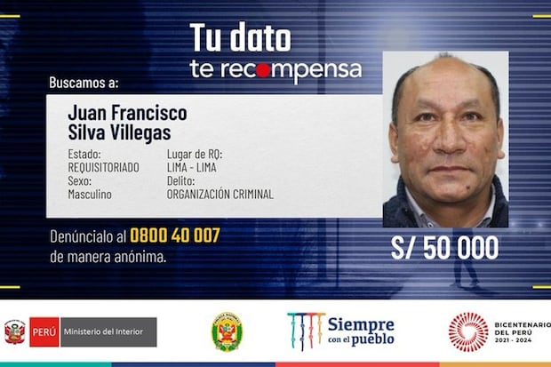 Se ofrece una recompensa de 50 mil soles por información del paradero de Juan Silva.