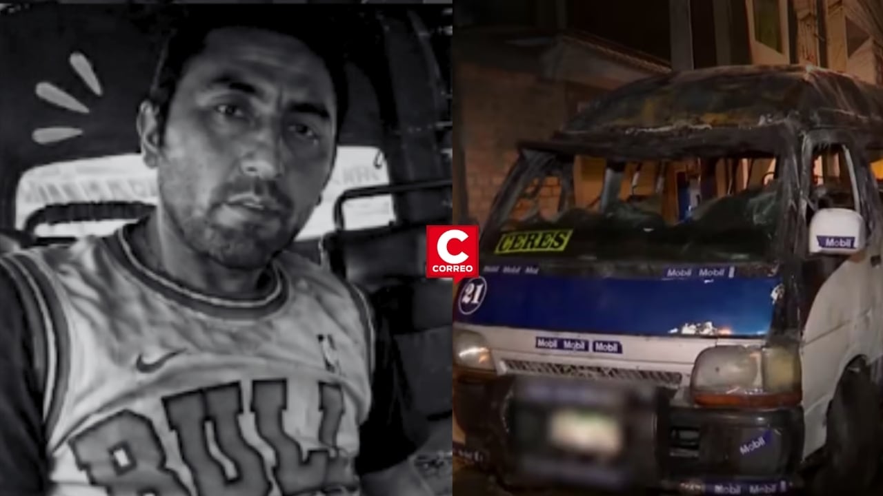 Falleció conductor de combi incendiada en ataque extorsivo tras sufrir graves quemaduras. Composición: Diario Correo.
