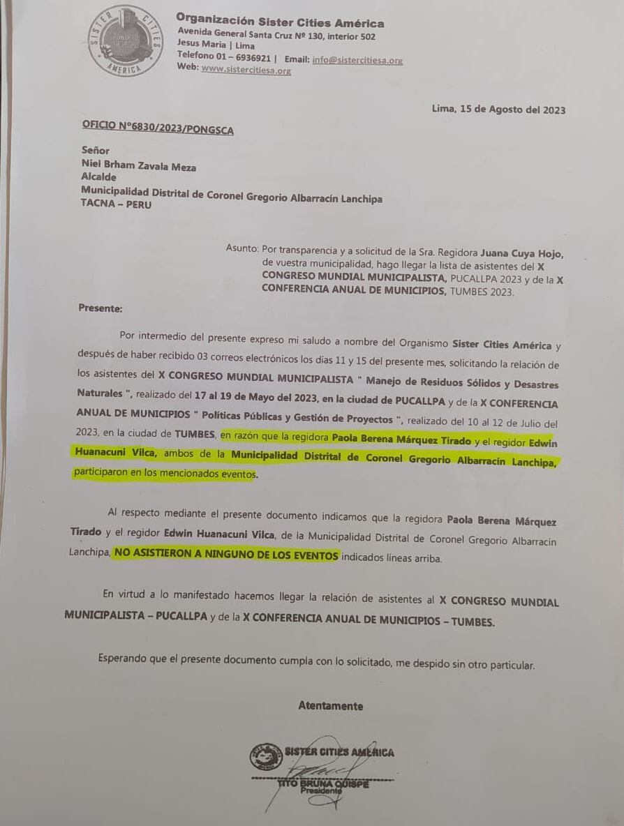 Organización responde al alcalde que concejales no asistieron a dos eventos. (Foto: Difusión)