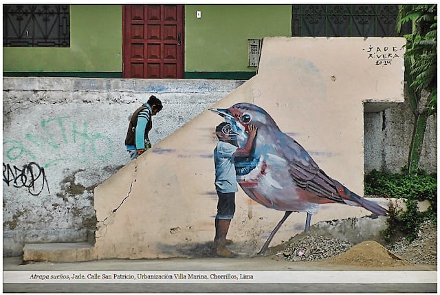 Pintura de un ave “Atrapa sueños”, en el distrito de Chorrillos.