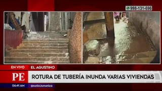 El Agustino: rotura de tubería matriz en cerro San Pedro inundó varias viviendas 