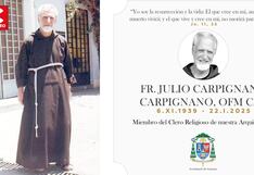 Arequipa: Comunidad católica conmocionada por deceso del sacerdote Julio Carpignano