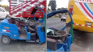 Ica: mototaxista salva de morir tras brutal choque contra bus en la Panamericana Sur