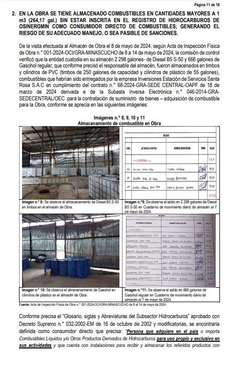 La Contraloría identificó una serie de irregularidades en una obra en la región Ayacucho.