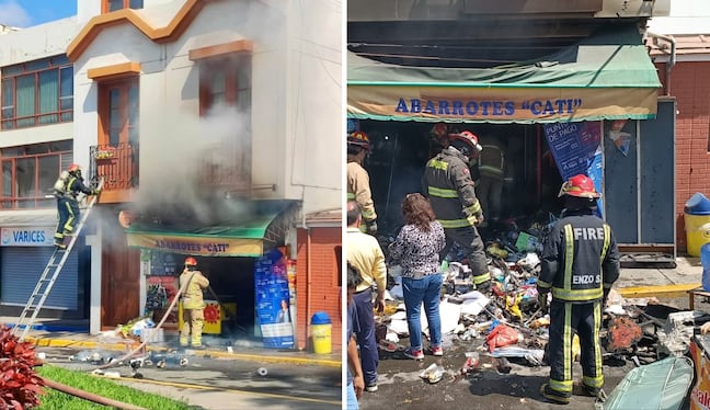 Incendio en minimarket movilizó a los bomberos, policías y serenos hasta la calle Alto Lima